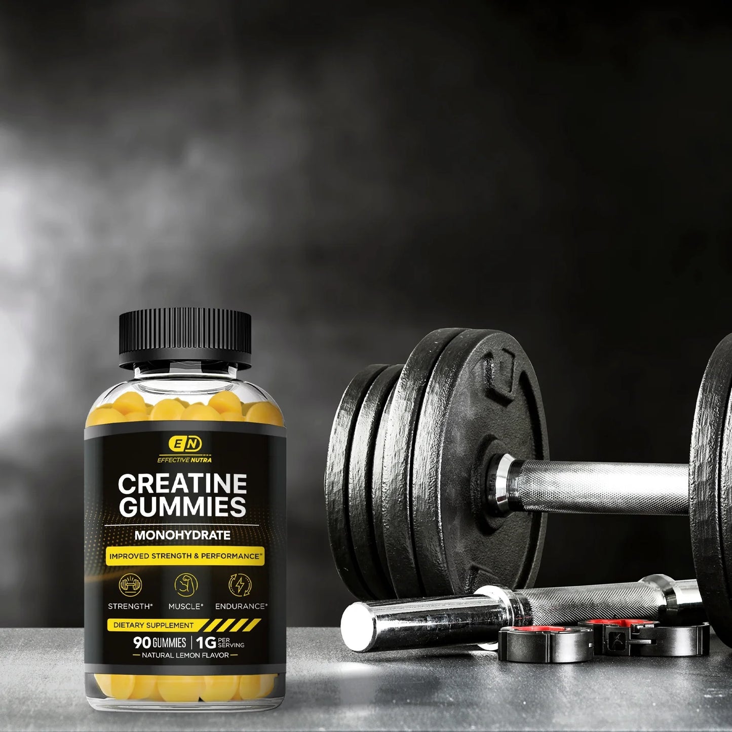 Creatine Gummies for Men & Women - Creatine Monohydrate Gummies for Strength, Muscle, Energy - Natural Lemon Flavor (90Ct)